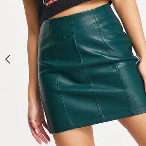 Topshop Seamed PU Mini Skirt Green US 12 NWT! $48